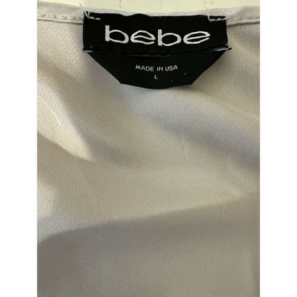 Bebe Women’s Satin Cowl Neck Slip Midi Dress Silver Fairy Size Large - Picture 9 of 9